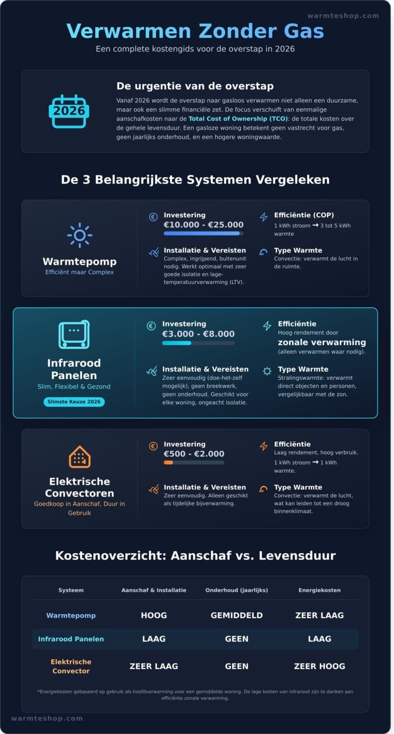 Wat kost verwarmen zonder gas in 2026? De complete kosten- en besparingsgids