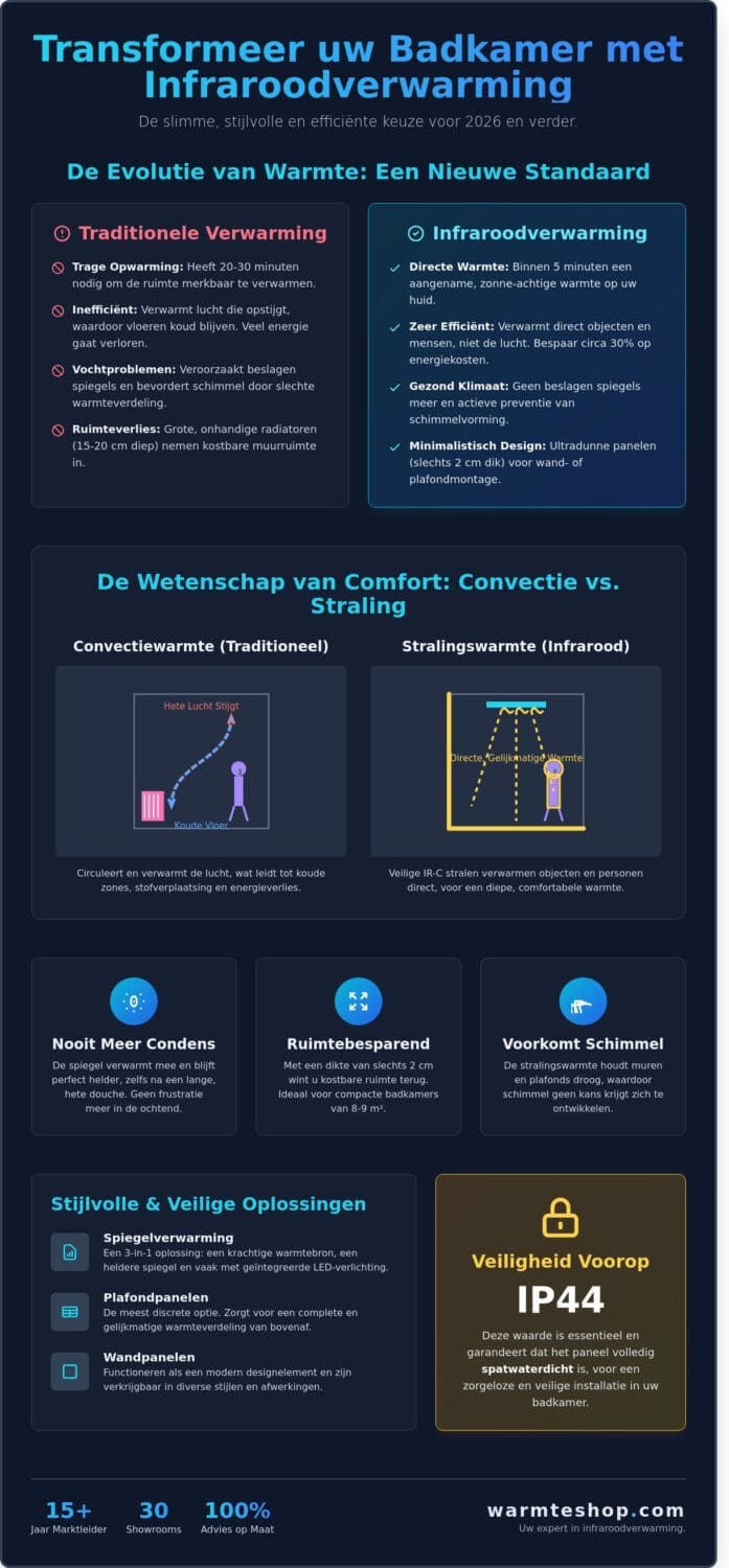 Infraroodverwarming badkamer: De complete gids voor comfort en design in 2026